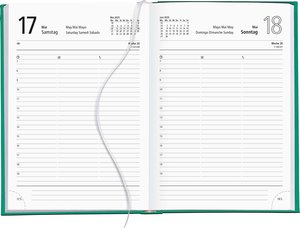 Buchkalender türkis 2025 - Bürokalender 14,5x21 cm - 1 Tag auf 1 Seite - Kartoneinband, Recyclingpapier - Stundeneinteilung 7 - 19 Uhr - 876-0717