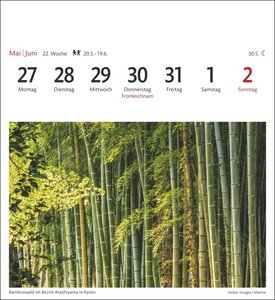 Japan Sehnsuchtskalender 2024. Fernweh in einem Foto-Kalender zum Aufstellen. Die schönsten Landschaften und Städte Japans als Postkarten in einem Tischkalender. Auch zum Aufhängen