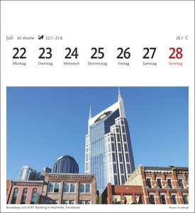 USA Sehnsuchtskalender 2024. Wöchentlich Postkarten in einem Kalender. Foto-Kalender mit typisch amerikanischen Motiven. Tischkalender mit Postkarten zum Sammeln und Verschicken. Auch zum Aufhängen