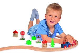 Eichhorn 100001260 - Bahn, Schienenkreis,  20 teilig, FSC Zertifiziertes Buchenholz, Streckenlänge: 135 cm