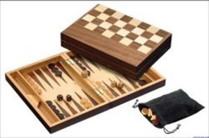Philos 2508 - Schach-Backgammon-Dame-Set, Feld 32 mm, Königshöhe 65 mm, Magnetverschluss