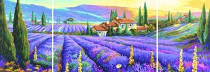 Noris 606031001 - Lavendelfelder, Triptychon Puzzle, 2000 Teile