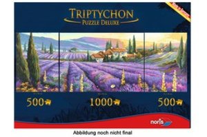 Noris 606031001 - Lavendelfelder, Triptychon Puzzle, 2000 Teile