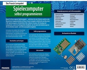 Spielecomputer selbst programmieren, Lernpaket, Bauteile für 4-Bit-Spielecomputer und Handbuch
