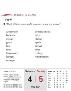 Englisch Sprachkalender 2024. In nur 10 Minuten täglich Grundkenntnisse verbessern mit dem Tischkalender zum Aufstellen. Tages-Kalender mit kurzen Englischlektionen. Auch zum Aufhängen