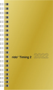 Wochenkalender Modell Timing 2, 2022, Glanzkarton-Einband goldfarben
