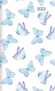 Taschenplaner Style Schmetterling 2023 - Taschen-Kalender 9,5x16 cm - seperates Adressheft - 1 Seite 1 Woche - 64 Seiten - Notiz-Heft - Alpha Edition