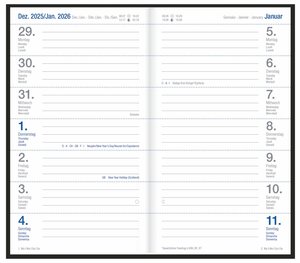 Wochen-Taschenkalender, schwarz 2026