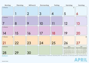 Alpha Edition - Monatsterminkalender Farbenfroh 2025, 29,7x21cm, Kalender mit Monatsübersicht, Platz für Notizen und Termine, Ferientermine DE/AT/CH und deutsches Kalendarium
