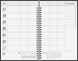 Familienplaner, Buchkalender, Familienplaner, 2024, Gold-Punkte, Buchgröße 15 x 23 cm, Kunststoff-Einband, grau