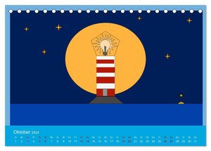 Leuchtturm im Meer (Tischkalender 2024 DIN A5 quer), CALVENDO Monatskalender