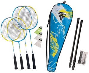 Schildkröt 449415 - Talbot-Torro Badminton-Set Family, 4-Player Set mit Netz, Federball-Set