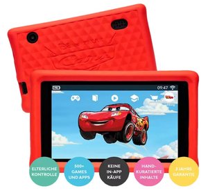 Pepple Gear 7 KIDS TABLET - Disney Pixar Cars, Kinder-Tablet, rot-schwarz