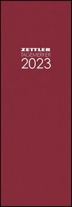Tagevormerkbuch rot 2023 - Bürokalender 10,4x29,6 cm - 1 Tag auf 1 Seite - Einband mit Leinenstruktur - mit Eckperforation und Leseband - 808-0011