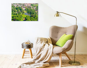 Premium Textil-Leinwand 75 cm x 50 cm quer Schloss Wiesenburg (Luftbildaufnahme)