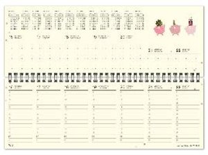 Tischquerkalender Stempeltiere 2023 – Stempel-Kunst von Perlenfischer – 29,7 x 10,5 cm – Spiralbindung – viel Platz für Einträge