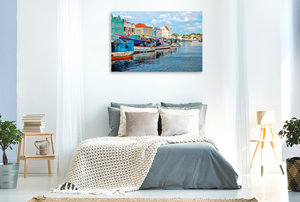 Premium Textil-Leinwand 120 cm x 80 cm quer Curaçao - bunte Insel in der Karibik