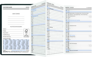 Taschenplaner Leporello PVC schwarz 2025 - Bürokalender 9,5x16 cm - 1 Monat auf 2 Seite - separates Adressheft - faltbar - Notizheft - 501-1020