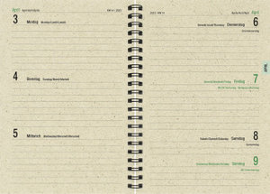 Wochenbuch Graspapier 2023 - 13,7x19,6 cm - 1 Woche auf 2 Seiten - robuster Kartoneinband - Wochenkalender - Noitzheft - 759-0640