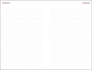 Familienplaner Buch A5 Streifen 2024. Praktischer Buchkalender mit Gummiband und Stiftehalter. Stylischer Familien-Kalender mit 5 Spalten. Terminkalender 2024.