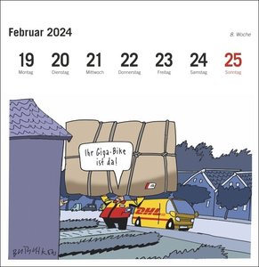 Butschkow: Fahrrad unser Premium-Postkartenkalender 2024. Kleiner Kalender zum Aufstellen mit wöchentlichem Cartoon als Postkarte zum Sammeln und Verschicken.
