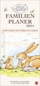 Weißt du eigentlich, wie lieb ich dich hab? Familienplaner 2024. Familienkalender mit 5 Spalten. Liebevoll illustrierter Familien-Wandkalender mit Schulferien und Stundenplänen.