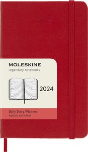 Moleskine 12 Monate Tageskalender 2024, Pocket/A6, Scharlachrot