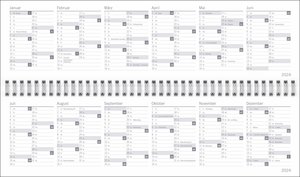 times&more Wochenquerkalender 2023. Roter Tischkalender mit geometrischem Muster. Handlicher Wochenplaner im Querformat. Tischquerkalender 2023 zum Planen von Terminen