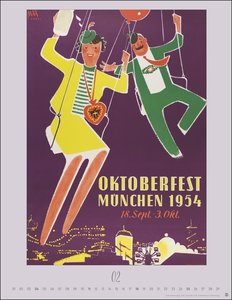 Oktoberfest Posterkalender 2024. Außergewöhnliches Oktoberfest-Souvenir für Fans des berühmten Volksfests – München-Kalender mit Originalplakaten der Wiesn im Format 34 x 44 cm. Hochformat