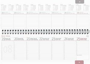 Tisch-Querkalender PP-Cover rot 2024 - Büro-Planer 29,7x10,5 cm - Tisch-Kalender - 1 Woche 2 Seiten - Ringbindung - Alpha Edition