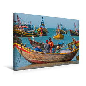 Premium Textil-Leinwand 45 cm x 30 cm quer Fischerhafen, Mui Ne, Vietnam