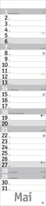 Silberner Langplaner 2023. Praktischer Streifenkalender fürs Büro. Länglicher Wandkalender mit genug Platz für Notizen. Terminkalender 2023. 11x49 cm