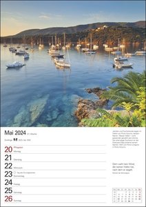 Mittelmeer Wochenplaner 2024. Die Schönheit des Mittelmeers, gepaart mit Zitaten in einem praktischen Terminkalender. Dekorativ und nützlich: Der Wand-Kalender 2024 zum Eintragen