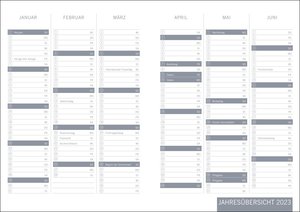 times&more Kalenderbuch 2023. Schwarzer Terminkalender mit flexiblen Umschlag. Handlicher Wochenplaner. Taschenkalender 2023 zum Planen von Terminen