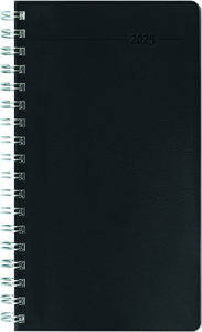 Slimtimer Ringbuch PVC schwarz 2025 - Taschen-Kalender 9x15,6 cm - Ringbindung - fester PVC-Einband - Weekly - 128 Seiten - Zettler