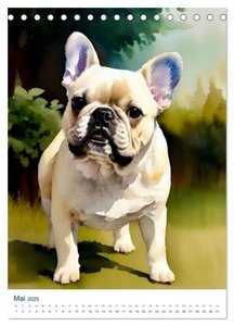 Französische Bulldoggen. Kunstvoll gestaltete Portraits (Tischkalender 2025 DIN A5 hoch), CALVENDO Monatskalender