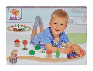 Eichhorn 100001260 - Bahn, Schienenkreis,  20 teilig, FSC Zertifiziertes Buchenholz, Streckenlänge: 135 cm