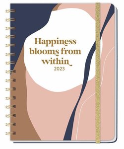 Happiness blooms from within Spiral-Kalenderbuch A5. Taschenkalender 2023 mit flexiblem Einband, Spiralbindung und viel Platz für Termine. Praktischer Buch-Kalender