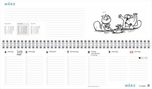 Simons Katze Büroplaner 2024. Kultiger Tischkalender für den Arbeitsplatz. Lustiger Spiral-Kalender für Simons Cat-Fans. Wochenplaner 2024 quer.