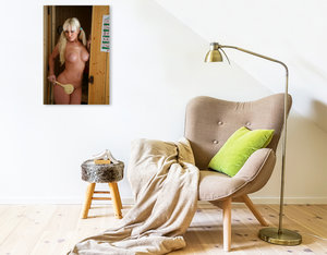 Premium Textil-Leinwand 50 cm x 75 cm hoch Sauna Sweetheart