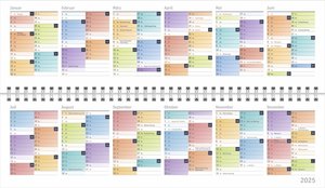 Bunte Wochen Wochenquerplaner 2024. Übersichtlicher Umklapp-Kalender 2024 mit farbig markierten Tagen. Tisch-Kalender für den Schreibtisch.