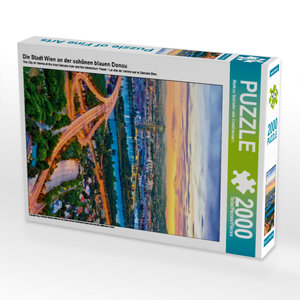 CALVENDO Puzzle Die Stadt Wien an der schönen blauen Donau 2000 Teile Puzzle hoch