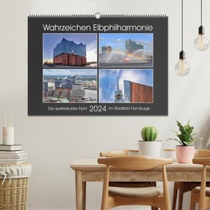 Wahrzeichen Elbphilharmonie (Wandkalender 2024 DIN A2 quer), CALVENDO Monatskalender