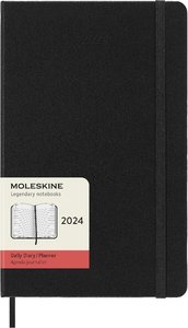 Moleskine 12 Monate Tageskalender 2024, Large/A5, Schwarz