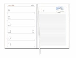Lady Terminkalender A6 Kalender 2024. Liebevoll gestalteter Taschenkalender mit Zitaten und kleinen Illustrationen. Praktischer Buchkalender A6 2024 mit viel Raum für Notizen.