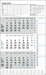 3-Monats-Planer 2024 mit Klappfälzel mit Ferienterminen. Praktischer Wandplaner mit Datumsschieber. Büro-Kalender mit Notizspalte und Jahresübersicht. Wandkalender 2024.