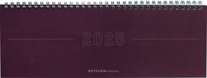 Tisch-Querkalender Papyrus Rot 2025 - Büro-Planer 29,7x10,5 cm - Tisch-Kalender - 1 Woche 2 Seiten - Ringbindung - Zettler