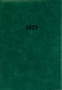 Buchkalender grün 2023 - Bürokalender 14,5x21 cm - 1 Tag auf 1 Seite - wattierter Kunststoffeinband - Stundeneinteilung 7 - 19 Uhr - 876-0013