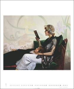 Lesende Frauen Edition Kalender 2024. Kunstvoller Wandkalender mit zauberhaften Gemälden von lesenden Frauen. Großer Kunst-Kalender 2024 im Hochformat. 46x55 cm.