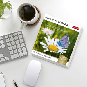 Momente des Glücks Postkartenkalender 2026 - Wochenkalender mit Zitaten, mit 53 Postkarten